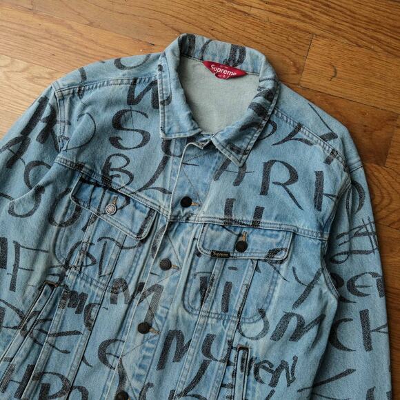 Supreme Black Ark Denim Trucker Jacket Blue Classic Streetwear Sportswear Size S - Picture 2 of 8